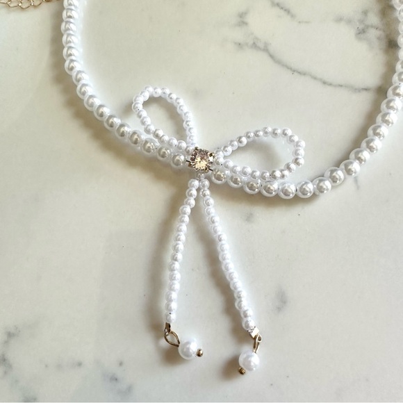 2/$30🌵 Princesscore Dainty Faux Pearl Bow Choker Necklace Fairycore Kawaii NEW - Picture 7 of 11